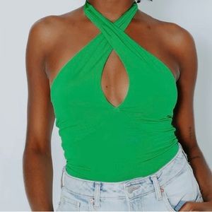 Klassy Network bramisuit green keyhole suit